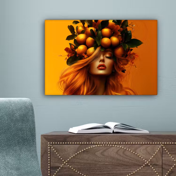 Vrouw - Citroenen - Bloesem - Geel canvas 2cm klein -sfeer4