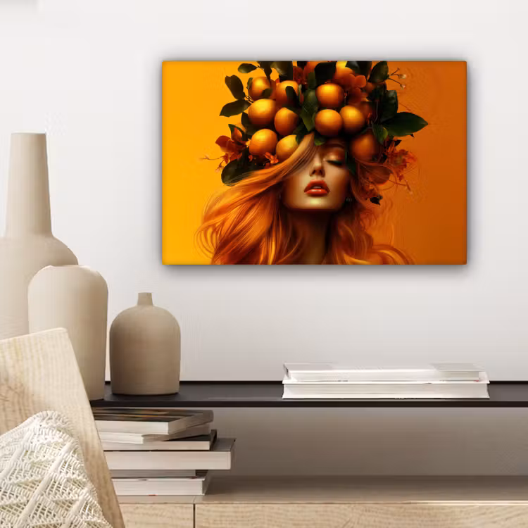 Vrouw - Citroenen - Bloesem - Geel canvas 2cm klein -sfeer6