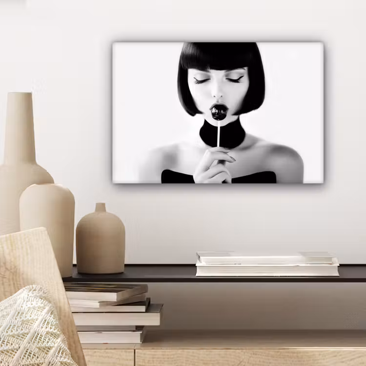 Vrouw - Lolly - Zwart - Wit canvas 2cm klein -sfeer6