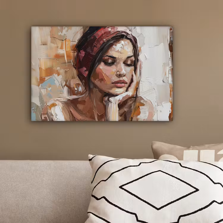Vrouw - Verflook - Portret - Modern canvas 2cm klein -sfeer3