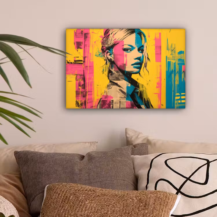 Vrouw - Verfstrepen - Gekleurd canvas 2cm klein -sfeer1