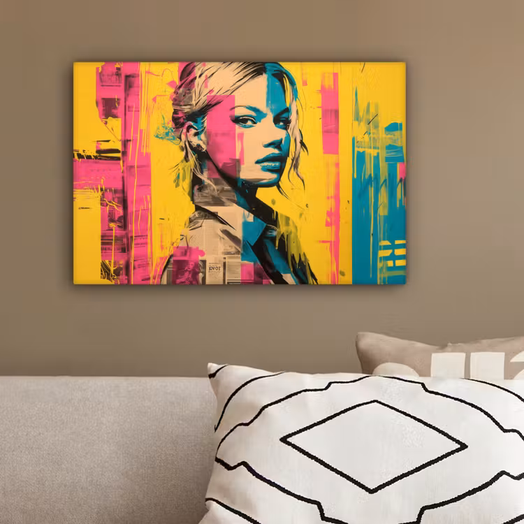 Vrouw - Verfstrepen - Gekleurd canvas 2cm klein -sfeer3
