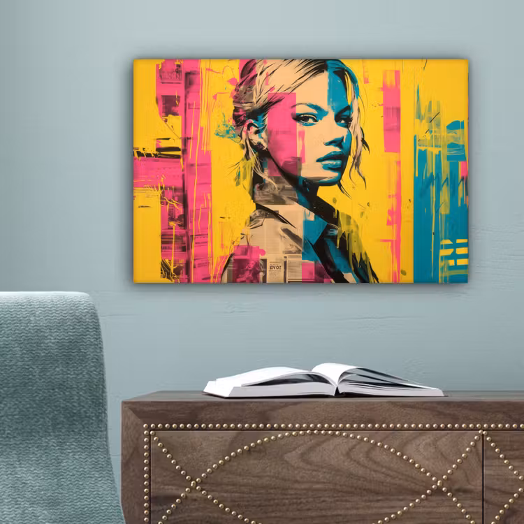 Vrouw - Verfstrepen - Gekleurd canvas 2cm klein -sfeer4