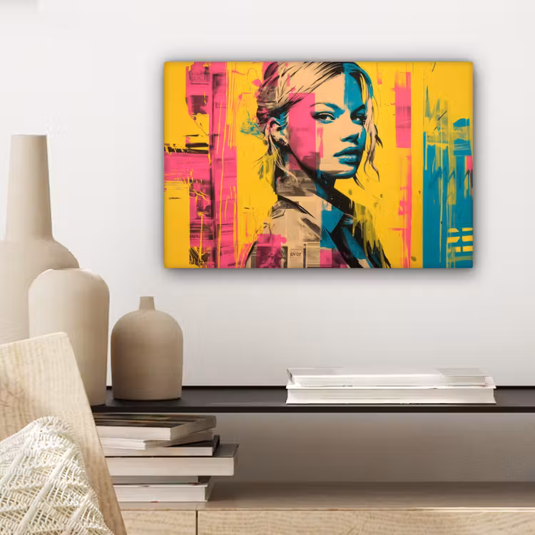 Vrouw - Verfstrepen - Gekleurd canvas 2cm klein -sfeer6
