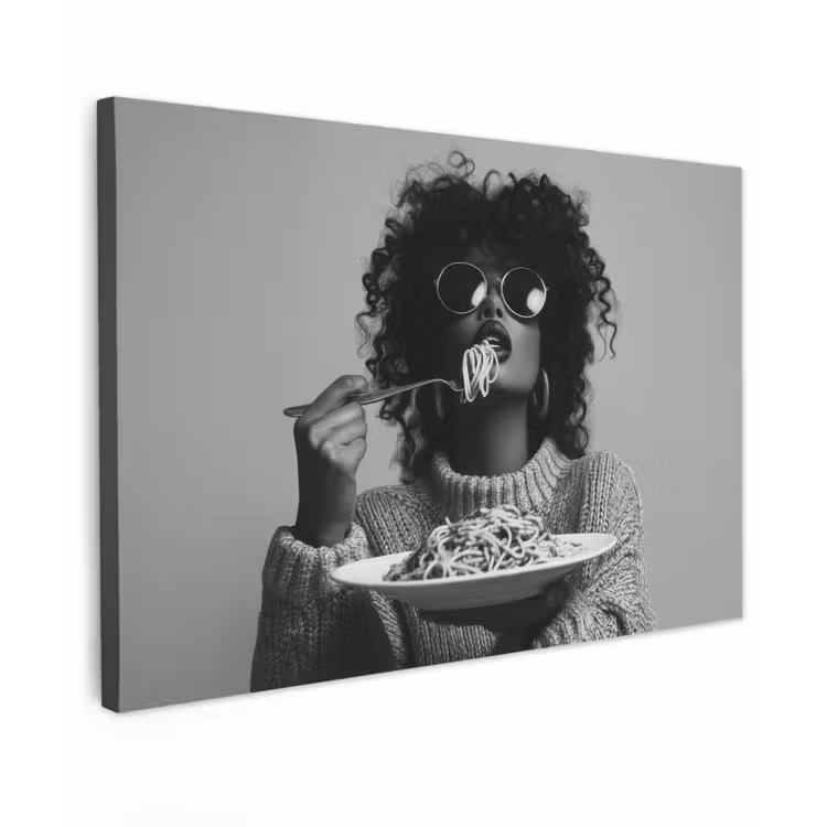 Vrouw - Pasta - Zwart - Wit canvas 2cm klein -z3d