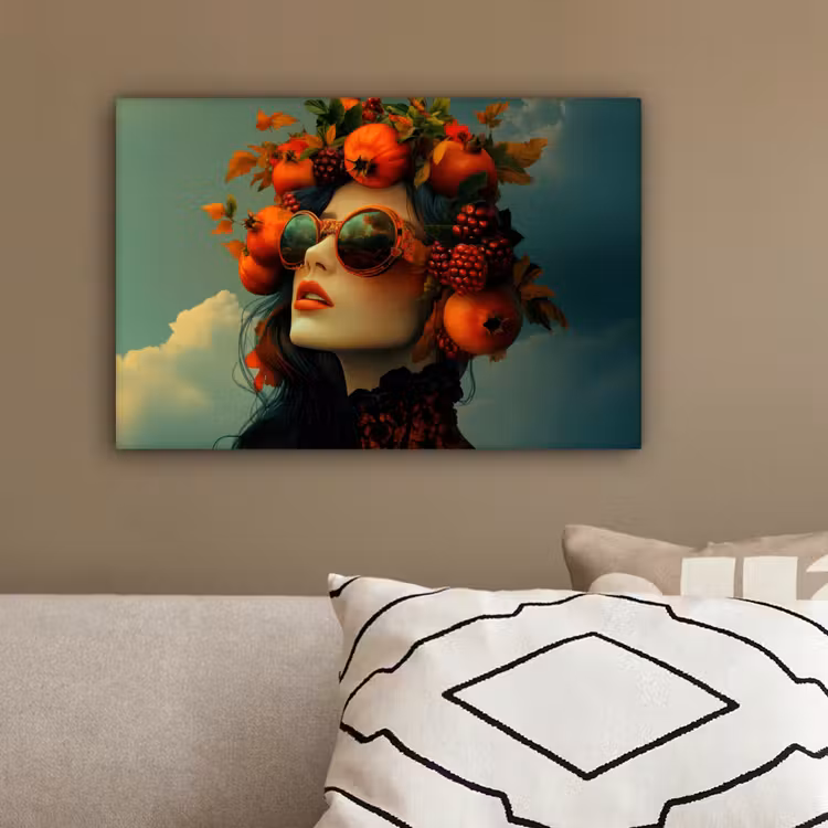Vrouw - Granaatappel - Herfst - Zonnebril canvas 2cm klein -sfeer3