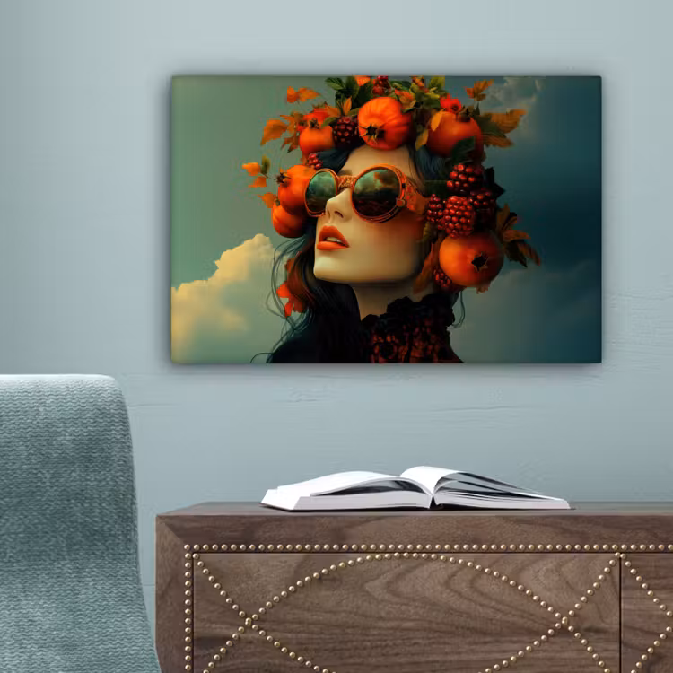 Vrouw - Granaatappel - Herfst - Zonnebril canvas 2cm klein -sfeer4