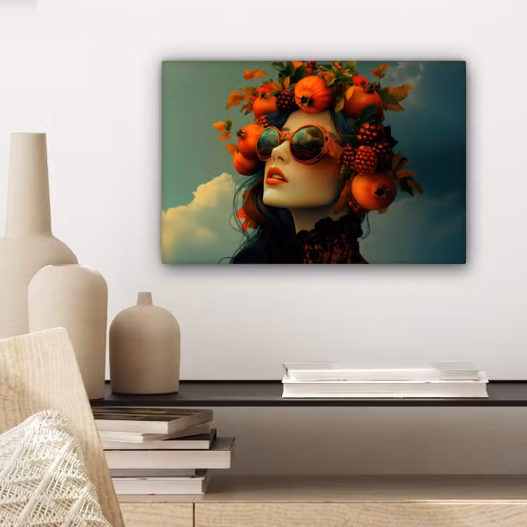 Vrouw - Granaatappel - Herfst - Zonnebril canvas 2cm klein -sfeer6