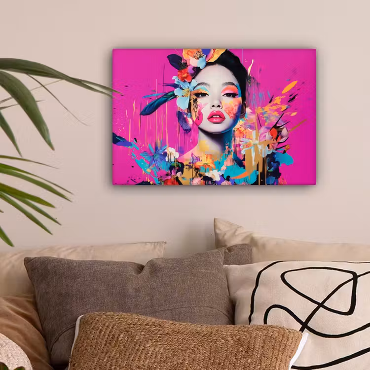 Vrouw - Portret - Abstract - Paars canvas 2cm klein -sfeer1