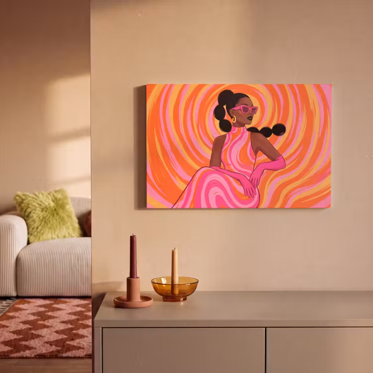 Vrouw - Portret - Kunst - Abstract - Roze canvas 2cm klein -sfeer1