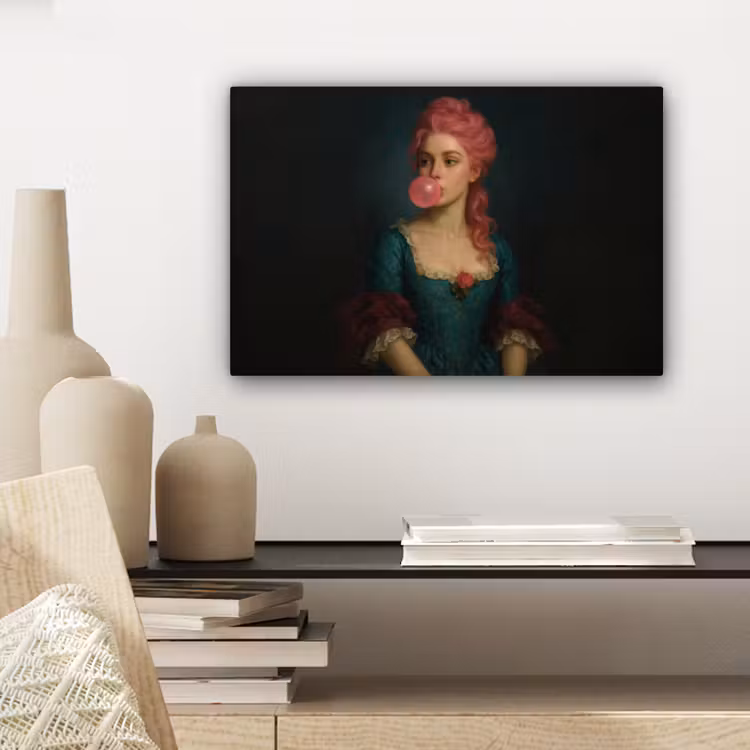 Vrouw - Portret - Kauwgombel canvas 2cm klein -sfeer6