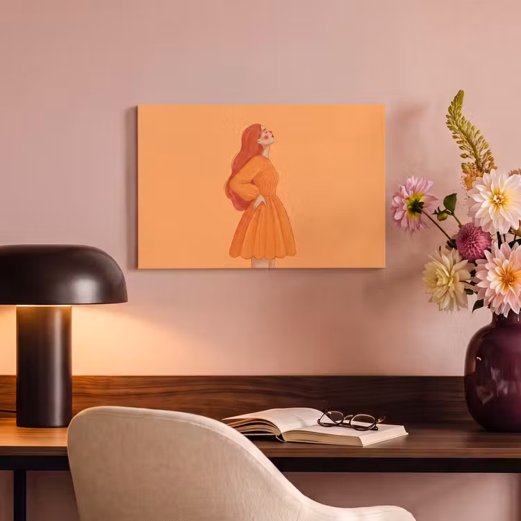 Vrouw - Profiel - Mensen - Modern - Oranje canvas 2cm klein -sfeer4