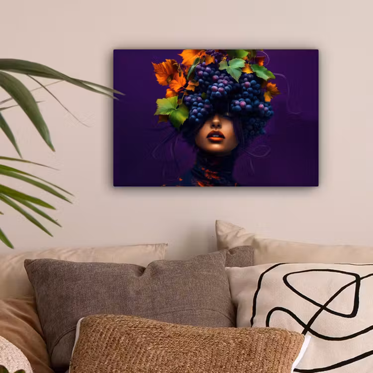 Vrouw - Paars - Druiven canvas 2cm klein -sfeer1