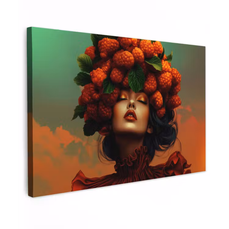 Vrouw - Frambozen - Bladeren canvas 2cm klein -z3d
