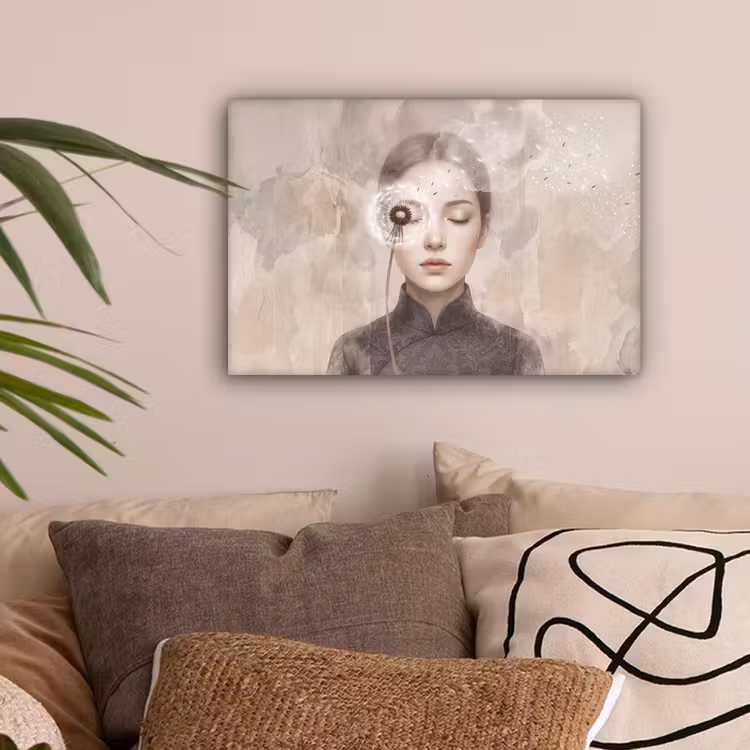 Vrouw - Sereen - Grijs canvas 2cm klein -sfeer1