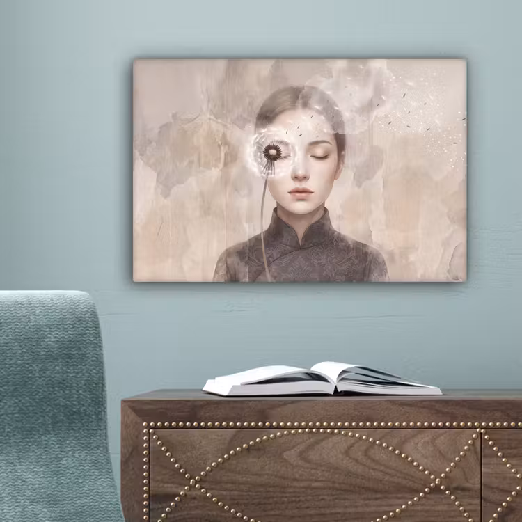 Vrouw - Sereen - Grijs canvas 2cm klein -sfeer4