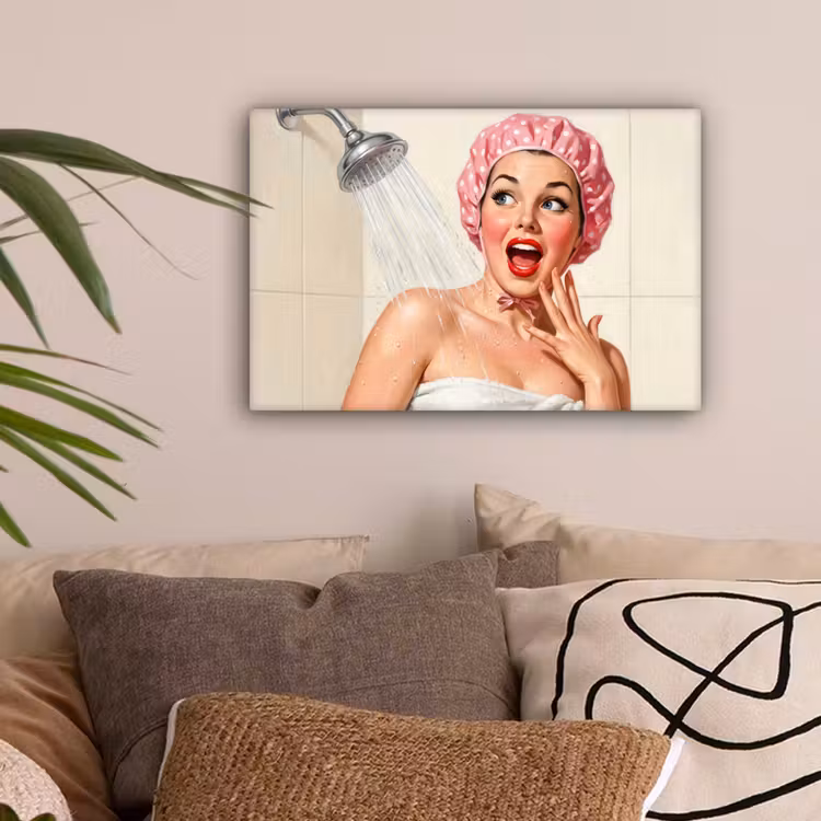 Vrouw - Douche - Roze canvas 2cm klein -sfeer1