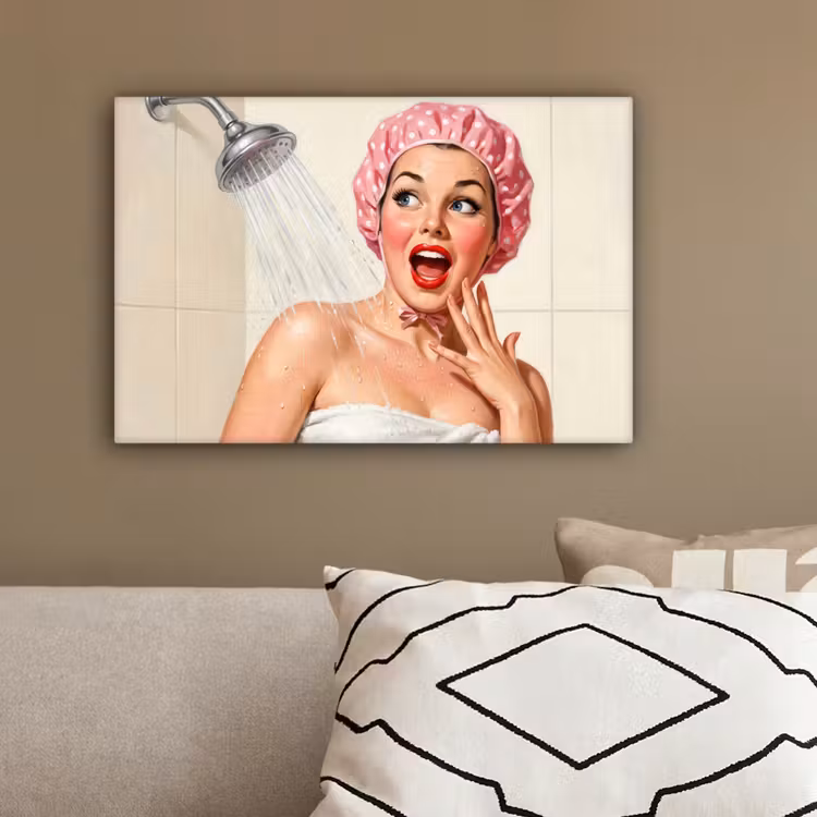 Vrouw - Douche - Roze canvas 2cm klein -sfeer3