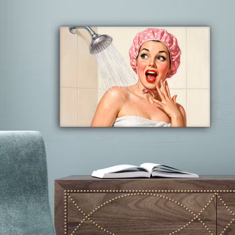 Vrouw - Douche - Roze canvas 2cm klein -sfeer4