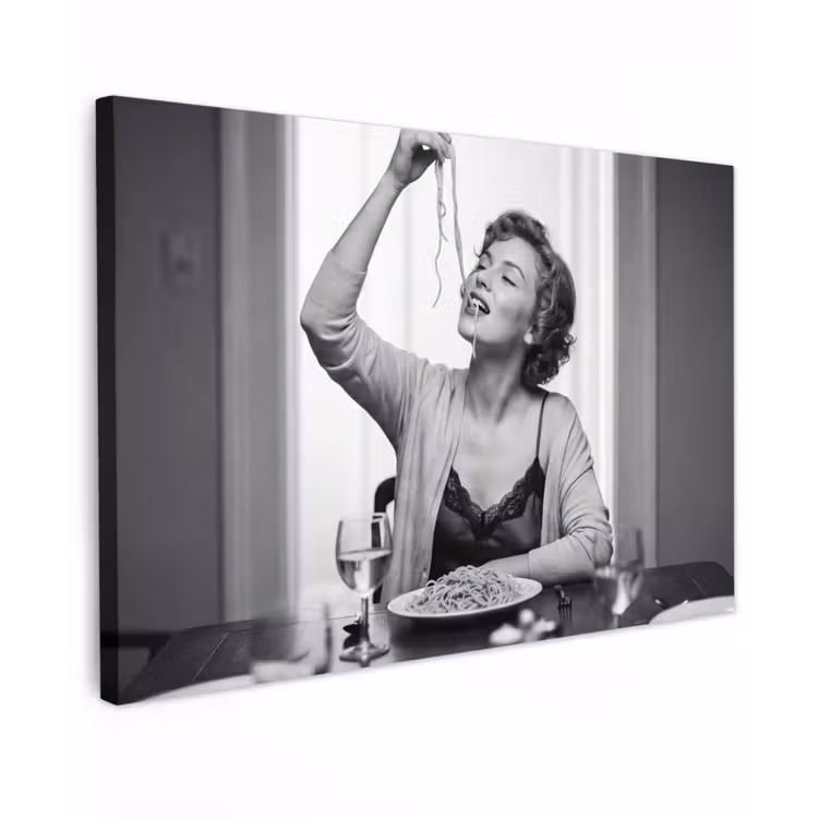 Vrouw - Spaghetti - Zwart - Wit canvas 2cm klein -z3d