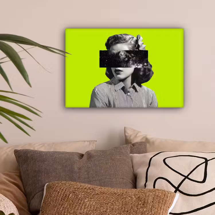 Vrouw - Sterrenhemel - Groen canvas 2cm klein -sfeer1