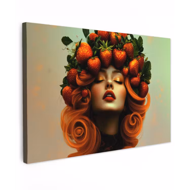 Vrouw - Aardbeien - Kroon canvas 2cm klein -z3d