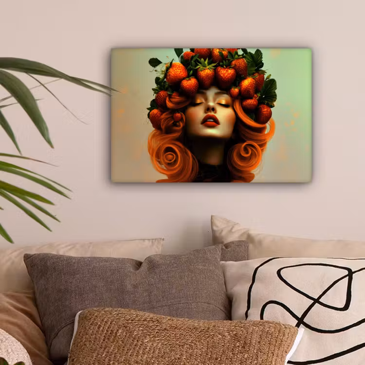 Vrouw - Aardbeien - Kroon canvas 2cm klein -sfeer1