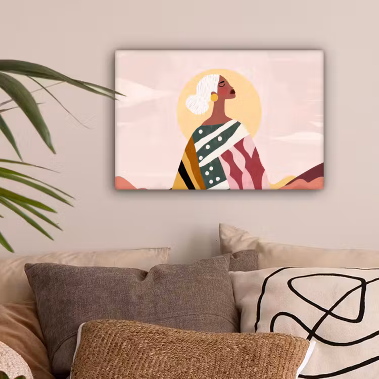 Vrouw - Zon - Kleurrijk canvas 2cm klein -sfeer1