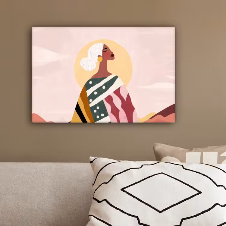 Vrouw - Zon - Kleurrijk canvas 2cm klein -sfeer3