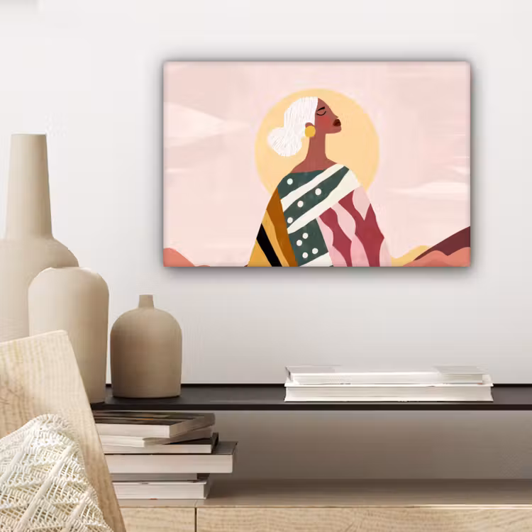 Vrouw - Zon - Kleurrijk canvas 2cm klein -sfeer6
