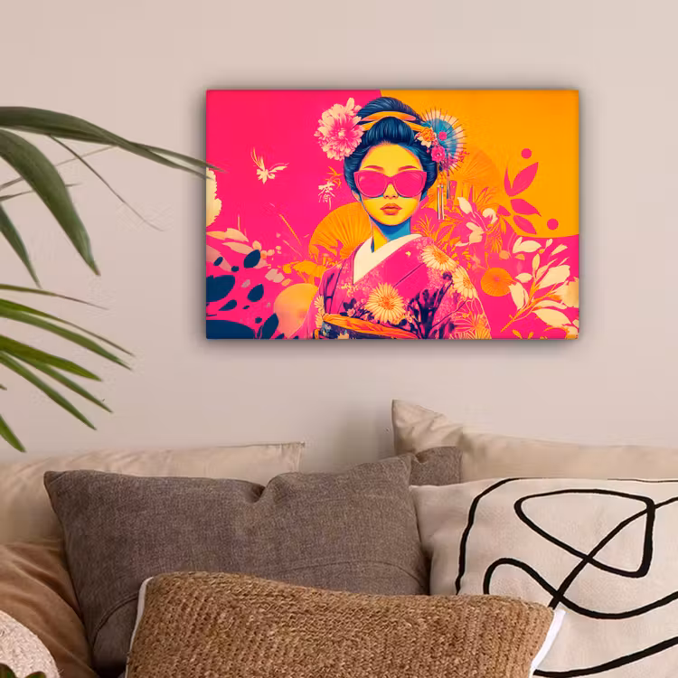 Vrouw - Zonnebril - Abstract - Oranje canvas 2cm klein -sfeer1