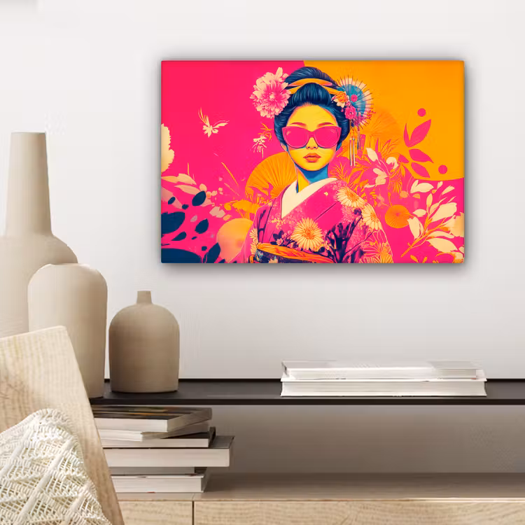 Vrouw - Zonnebril - Abstract - Oranje canvas 2cm klein -sfeer6