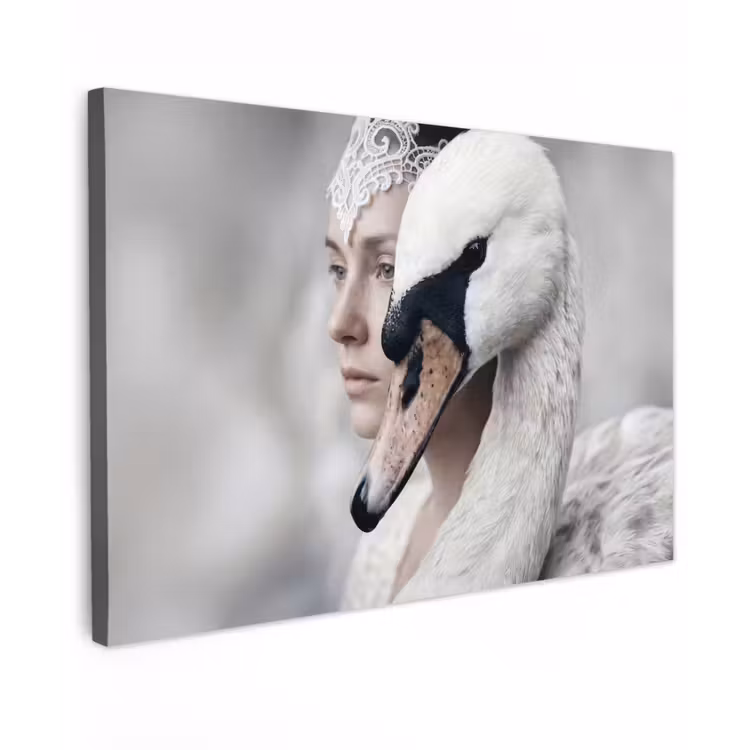 Vrouw - Zwaan - Wit canvas 2cm klein -z3d