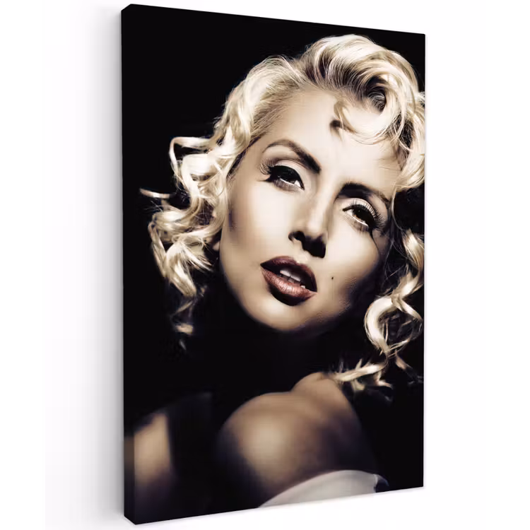 Vrouw - Vintage - Lippenstift - Blond - Krullen canvas 2cm klein -z3d