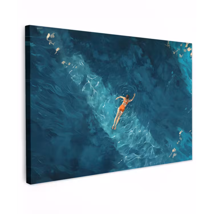 Vrouw - Water - Bikini - Oranje canvas 2cm klein -z3d