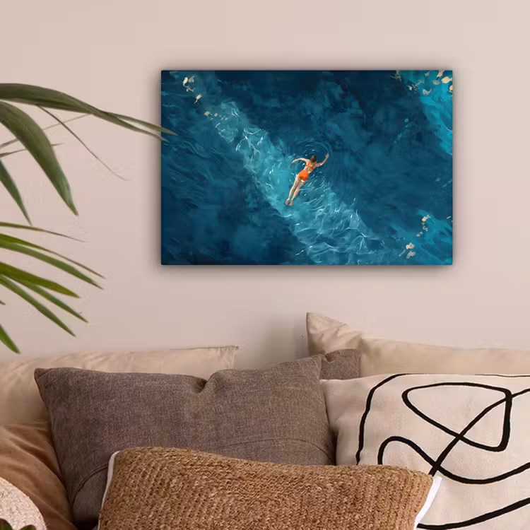 Vrouw - Water - Bikini - Oranje canvas 2cm klein -sfeer1