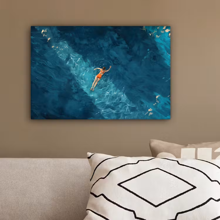 Vrouw - Water - Bikini - Oranje canvas 2cm klein -sfeer3