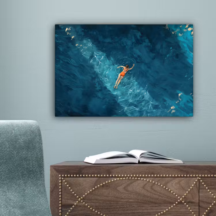 Vrouw - Water - Bikini - Oranje canvas 2cm klein -sfeer4
