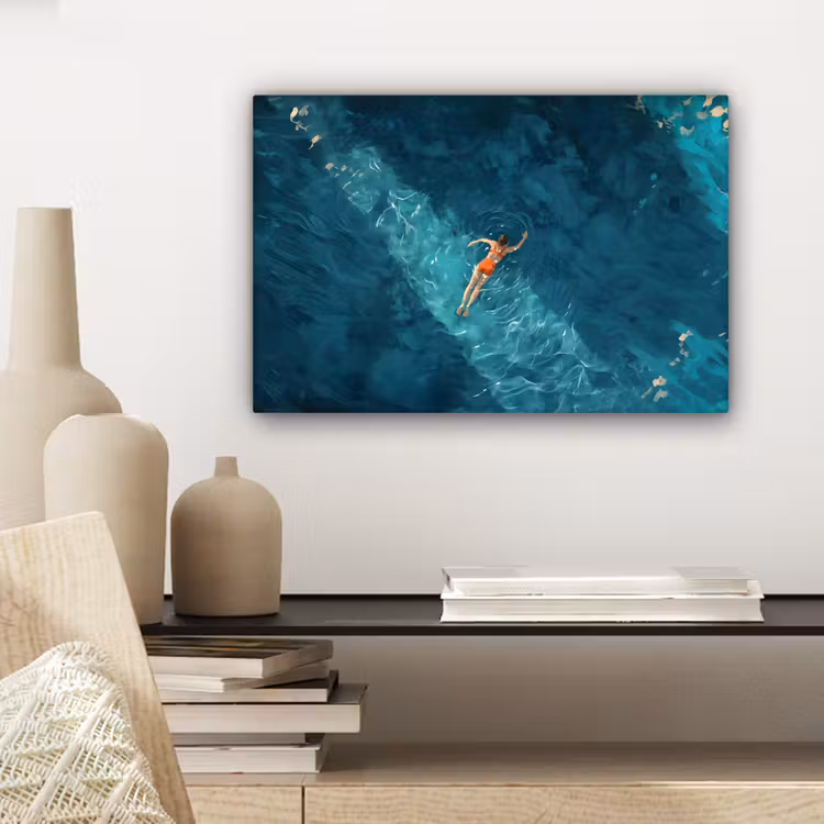Vrouw - Water - Bikini - Oranje canvas 2cm klein -sfeer6