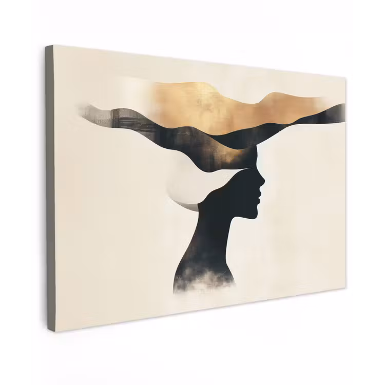 Vrouw - Golven - Zwart canvas 2cm klein -z3d