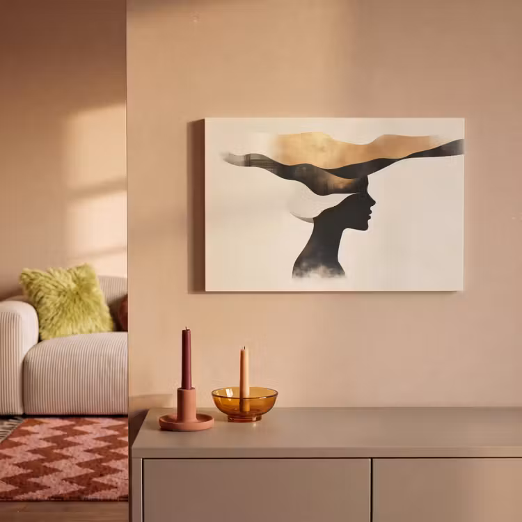 Vrouw - Golven - Zwart canvas 2cm klein -sfeer1