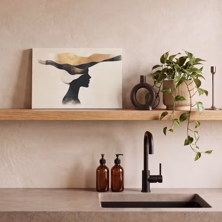 Vrouw - Golven - Zwart canvas 2cm klein -sfeer3
