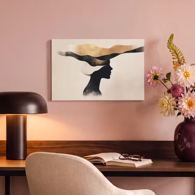 Vrouw - Golven - Zwart canvas 2cm klein -sfeer4