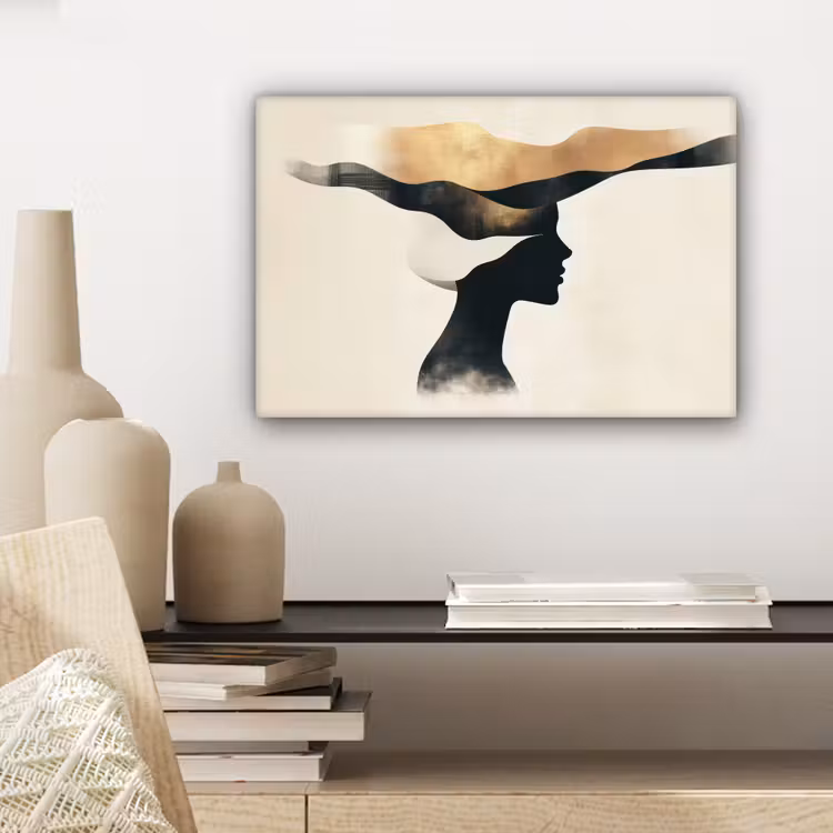 Vrouw - Golven - Zwart canvas 2cm klein -sfeer6