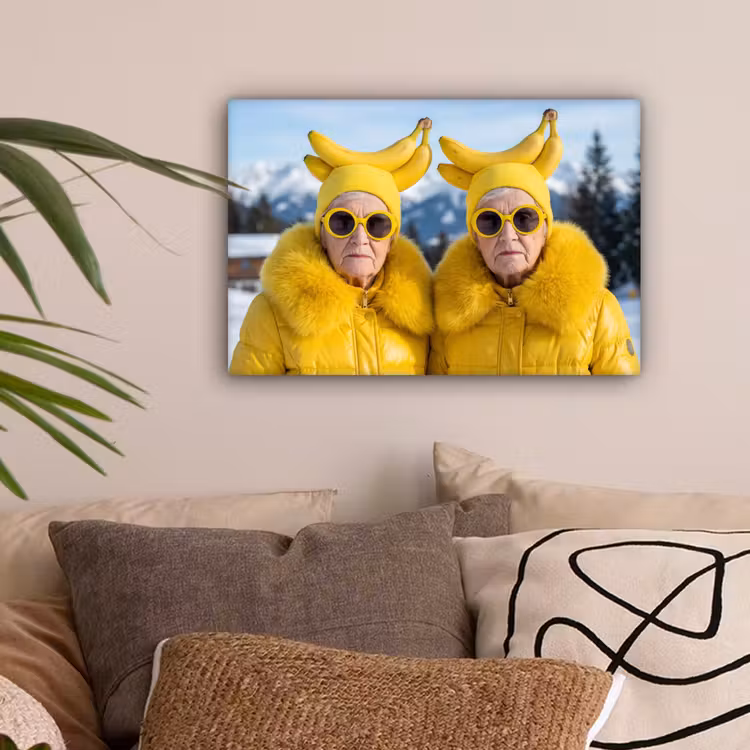 Vrouwen - Bananen - Geel canvas 2cm klein -sfeer1