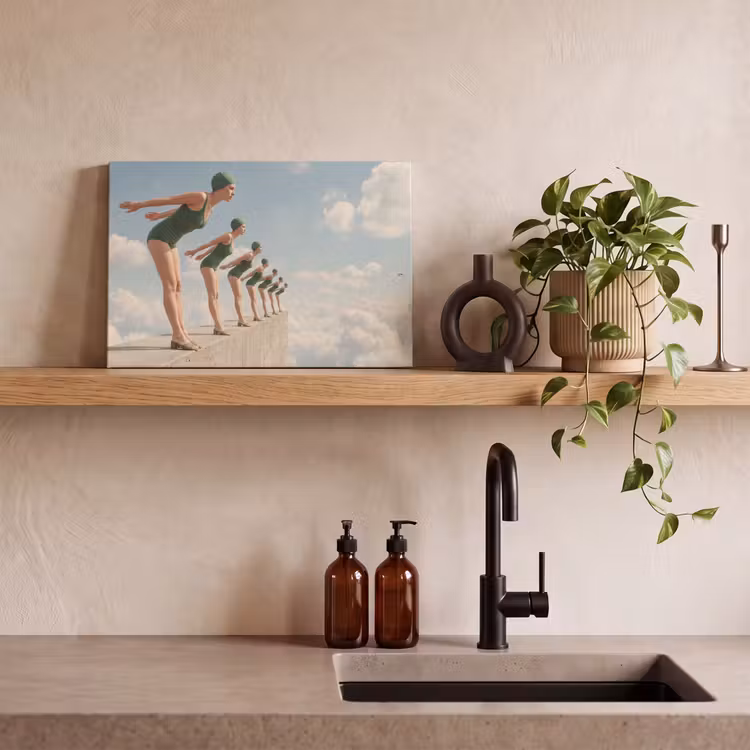 Canvas Print - Women - Diving Pose - Clouds - Vrouwen - Duikhouding - Wolken canvas 2cm klein