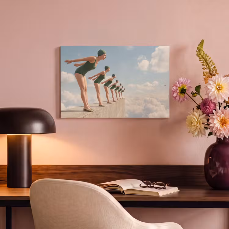 Canvas Print - Women - Diving Pose - Clouds - Vrouwen - Duikhouding - Wolken canvas 2cm klein