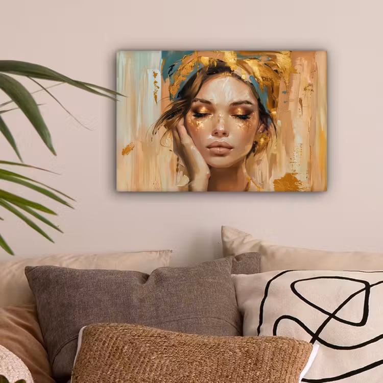 Vrouwen - Portret - Luxe - Goud canvas 2cm klein -sfeer1