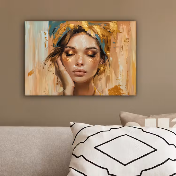 Vrouwen - Portret - Luxe - Goud canvas 2cm klein -sfeer3