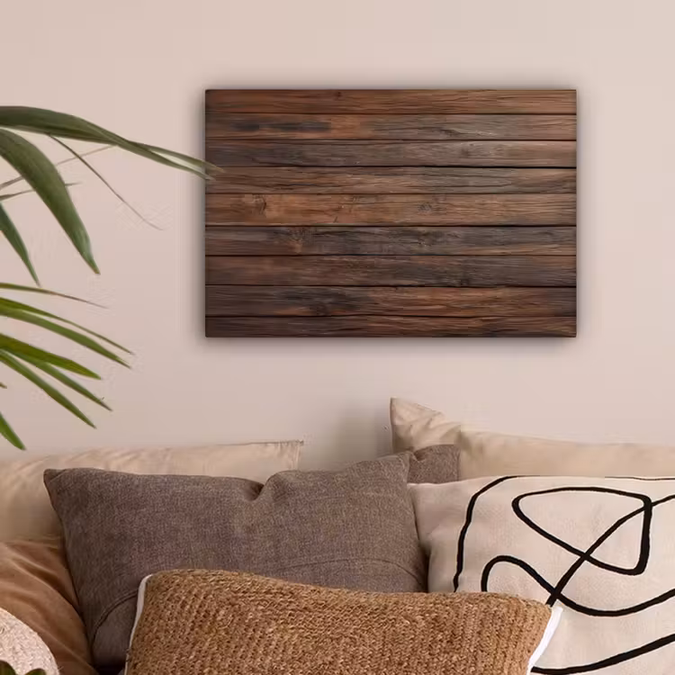 Houten plankpatroon - Warmte - Natuurlijk canvas 2cm klein -sfeer1